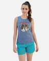 Shop Women's Ww84 Tee & Boxer Set Blue-Front