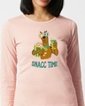 Shop Snacc Time Full Sleeves T-Shirt Baby Pink-Front