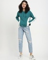 Shop Snazzy Green Color Block Hoodie T-shirt For Women's-Full
