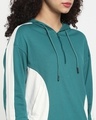 Shop Snazzy Green Color Block Hoodie T-shirt For Women's