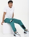 Shop Snazzy Green Color Block Joggers-Front