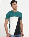 Shop Snazzy Green Color Block T-shirt For Men's-Front