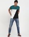 Shop Snazzy Green Color Block T-shirt For Men's-Full