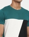 Shop Snazzy Green Color Block T-shirt For Men's