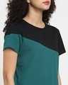 Shop Snazzy Green Color Block T-shirt For Women's
