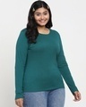 Shop Snazzy Green Plus Size Full Sleeve T-shirt For Women's-Design