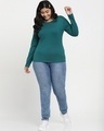 Shop Snazzy Green Plus Size Full Sleeve T-shirt For Women's