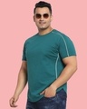 Shop Snazzy Green Plus Size Piping Apple Cut T-shirt For Men's-Front