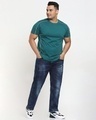 Shop Snazzy Green Plus Size Piping Apple Cut T-shirt For Men's-Full