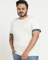 Shop Snazzy Green Plus Size Sleeve Tape T-shirt For Men's-Design