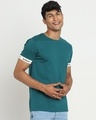 Shop Snazzy Green Sleeve Panel Print T-shirt For Men's