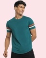 Shop Snazzy Green Sleeve Panle Apple Cut T-shirt For Men's-Front