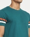 Shop Snazzy Green Sleeve Panle Apple Cut T-shirt For Men's