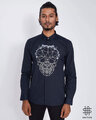 Shop Black Geometric Skull Print Shirt-Front