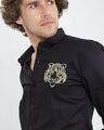 Shop Caspian Tiger Black Satin Shirt