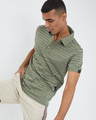 Shop Fern Green Stripe Knitted Polo T Shirt-Full