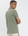 Shop Fern Green Stripe Knitted Polo T Shirt
