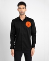 Shop Men's Black Lion Embroidered Slim Fit Shirt-Front