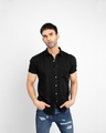 Shop Men's Black Slim Fit Cotton Blend Shirt-Design