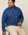 Shop Men's Blue Checked Slim Fit Shirt-Front