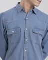 Shop Men's Blue Yoke Style Slim Fit Denim Shirt