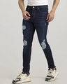 Shop Men's Drift Blue Distressed Skinny Fit Jeans-Full