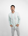Shop Men's Green Striped Slim Fit Shirt-Design