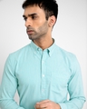 Shop Men's Green Striped Slim Fit Shirt-Full