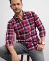 Shop Men's Imposing Red & Blue Checked Slim Fit Shirt-Full