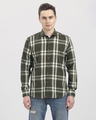 Shop Men's Olive Shutter Checked Slim Fit Shirt-Design
