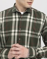 Shop Men's Olive Shutter Checked Slim Fit Shirt