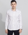 Shop Men's White Hunger Striped Slim Fit Shirt-Front