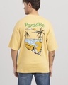 Shop Men's Yellow Hidden Paradise Graphic Printed Oversized T Shirt-Front