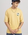 Shop Men's Yellow Hidden Paradise Graphic Printed Oversized T Shirt