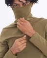 Shop Military Green Full Sleeves T Shirt With Face Cover