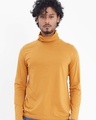 Shop Mustard Full Sleeves T Shirt With Face Cover-Front