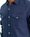 Shop Navy Double Pocket Cotlin Shirt