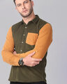 Shop Olive Green With Rustic Orange Corduroy Shirt-Design