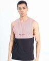 Shop Pink Black Cut & Sew Sleeveless T Shirt-Front