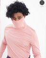 Shop Pink Full Sleeves T Shirt With Face Cover-Front