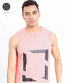 Shop Pink Printed Square Cut Sleeveless T Shirt-Front
