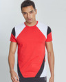 Shop Red Cut & Sew Arm 4 Way Stretch T Shirt-Front