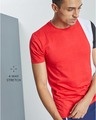 Shop Red Panel Cut & Sew 4 Way Stretch T Shirt-Front