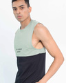 Shop Teal Green Black Cut & Sew Sleeveless T Shirt-Full