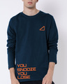 Shop Snooze Lose Full Sleeve T-Shirt Navy Blue-Front