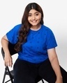 Shop Women's Snorkel Blue All Over Printed Plus Size Boyfriend T-shirt-Front