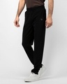 Shop SOC Ottoman Knit Spandex Black Joggers Trackpants-Design