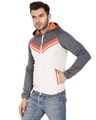Shop Men's Italian Fleece White & Grey Hoodie Jacket with Orange Contrast-Design
