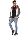 Shop Men's Italian Fleece White & Grey Hoodie Jacket with Orange Contrast-Full