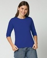 Shop Women's Soda Lite Blue 3/4th Sleeve Slim Fit T-shirt-Front